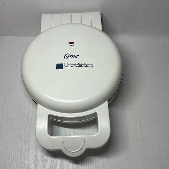Vtg Oster Designer Belgian Waffle Maker 3677 White/Round TESTED - Picture 1 of 7